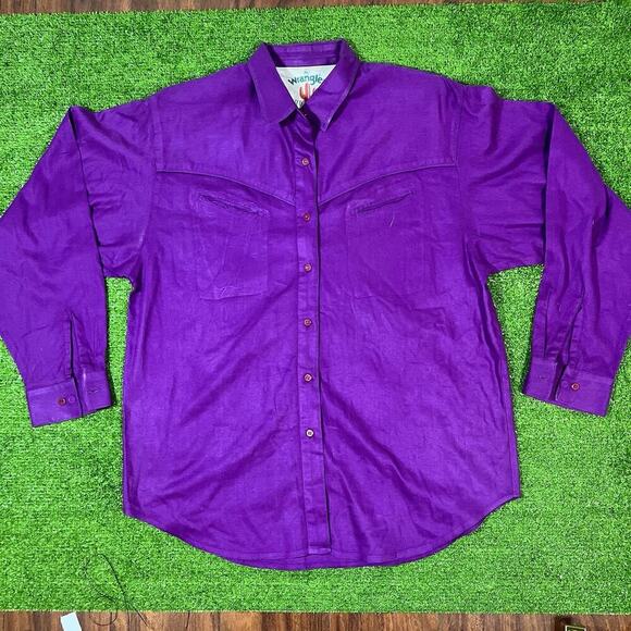 Vtg Wrangler Western Shirt XL Womens 90s Painted Desert Purple Button Up Retro - Picture 1 of 6